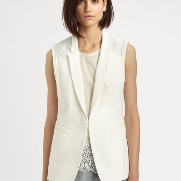 Rag & Bone Jackets & Blazers - Rag & Bone "Finn" Cotton/Leather White Vest